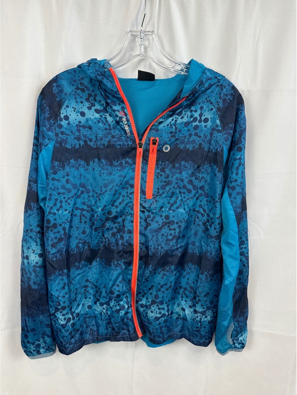 Reebok Men's Large Blue and Navy Lightweight Hooded Jacket